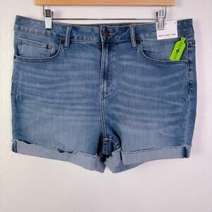 Marc New York Jeans Western Stretch Cuffed High Rise Denim Shorts Blue sz 16 NWT